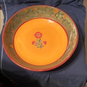 Certified internal California gardens Hand-Painted Floral Ceramic Serving Bowl